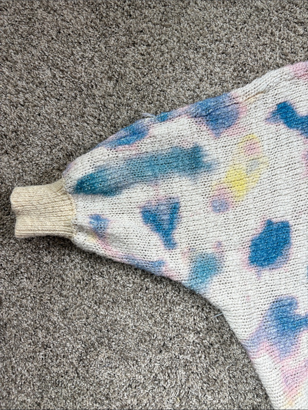 🤩 rare! 🤩 free People Crochet-Style Pastel Hooded Sweater with Peace Motif - Picture 8 of 15